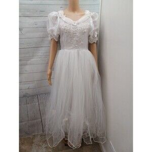 Popayes Girl White Dress Organza Tulle First Communion Pageant Party Sz 16